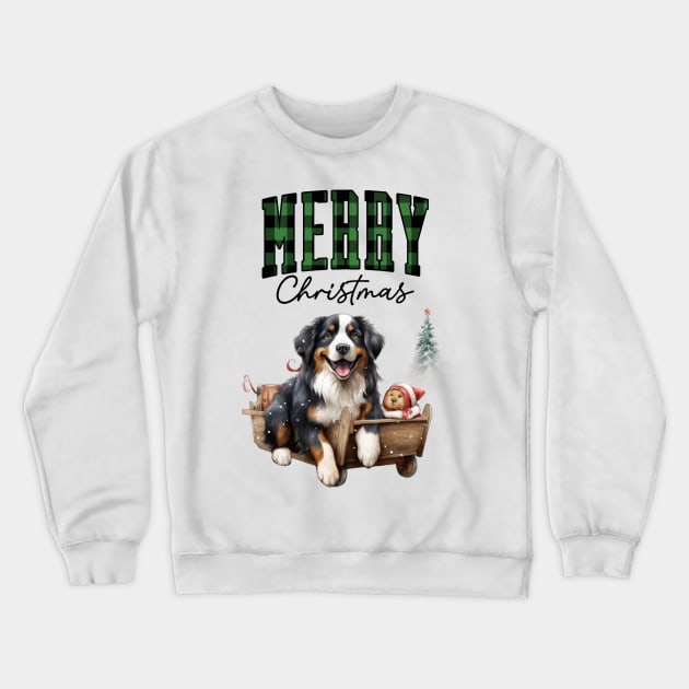 Christmas Bernese mountain dog Crewneck Sweatshirt by Bernesemountaindogstuff